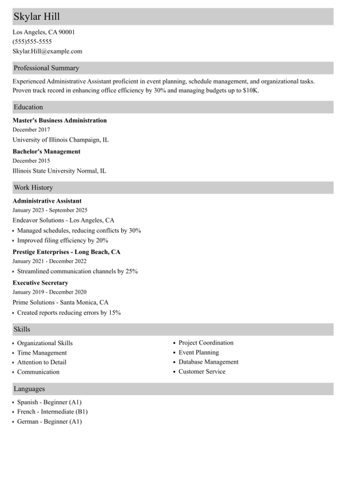 sample resume example