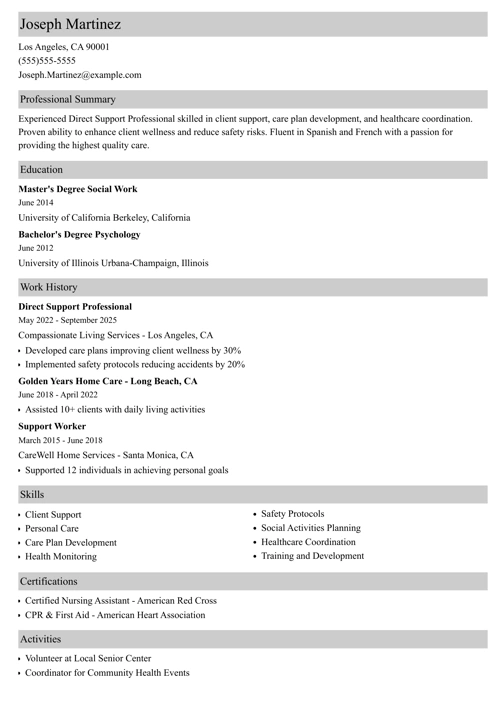 sample resume example