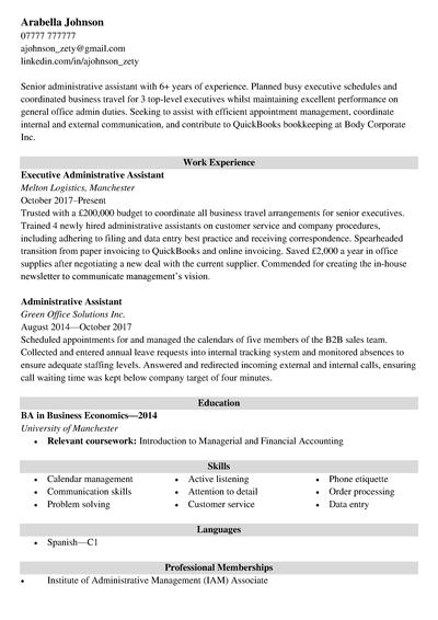 Best Administrative Assistant CV Examples For 2023