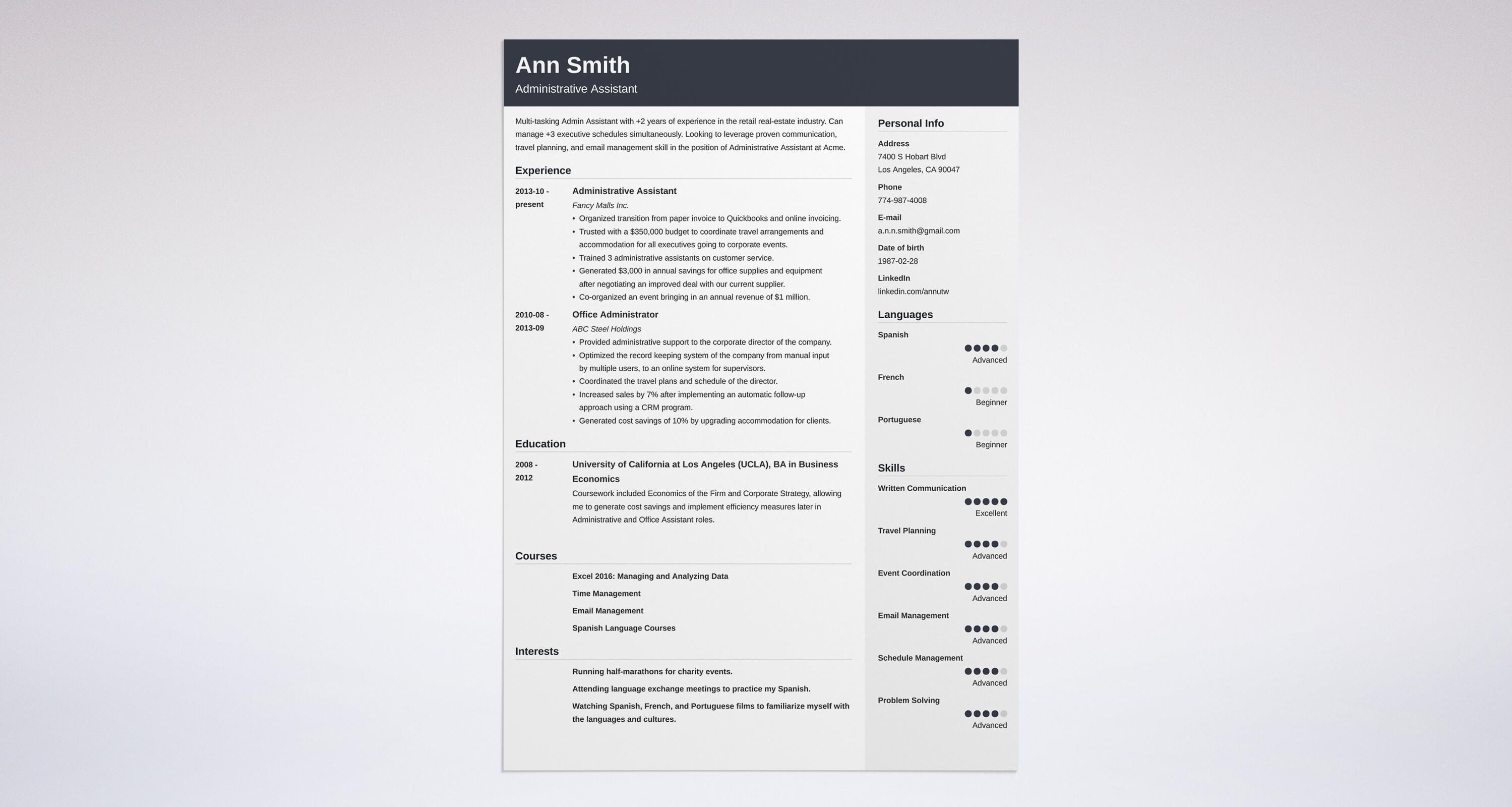 Best Administrative Assistant Resume Examples