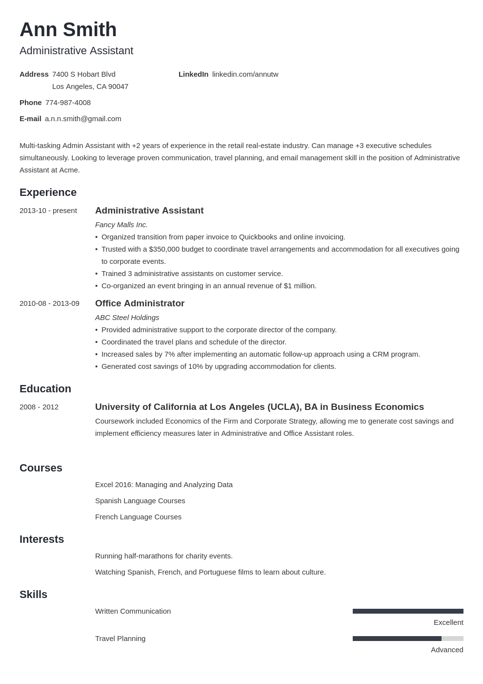 Best Administrative Assistant Resume Examples 22