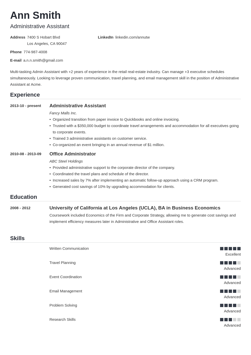 Best Administrative Assistant Resume Examples 2021