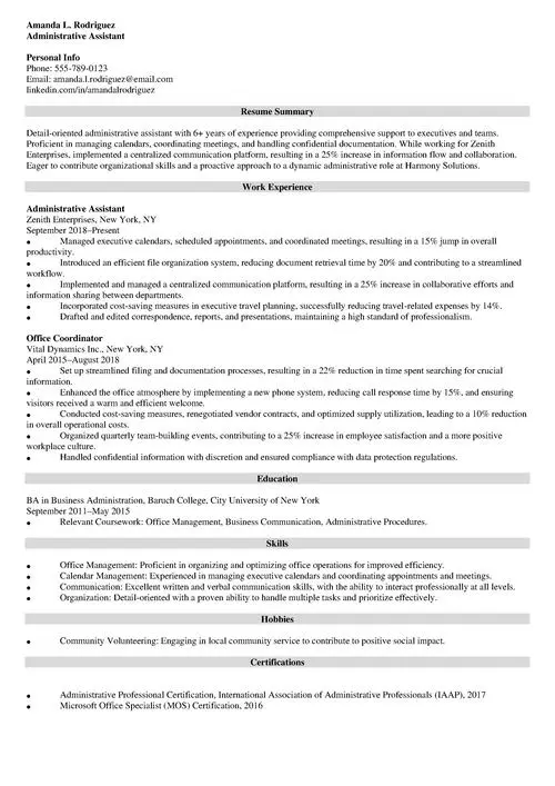 administrative assistant resume sample