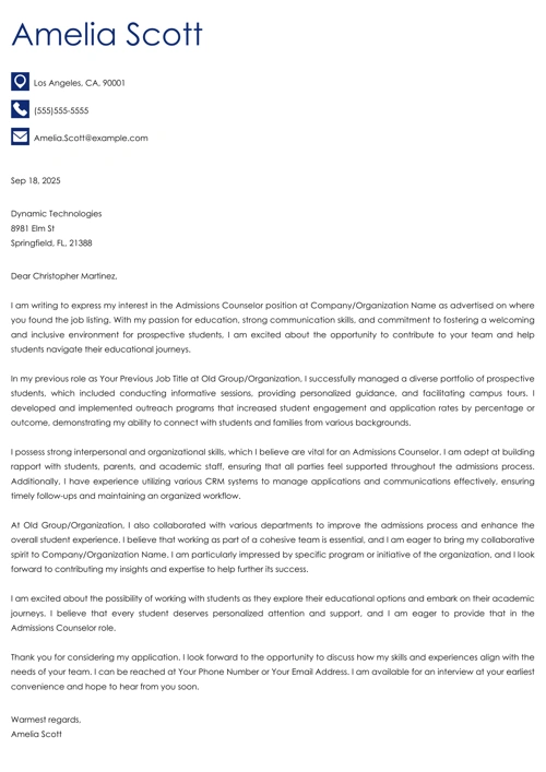 sample cover letter example