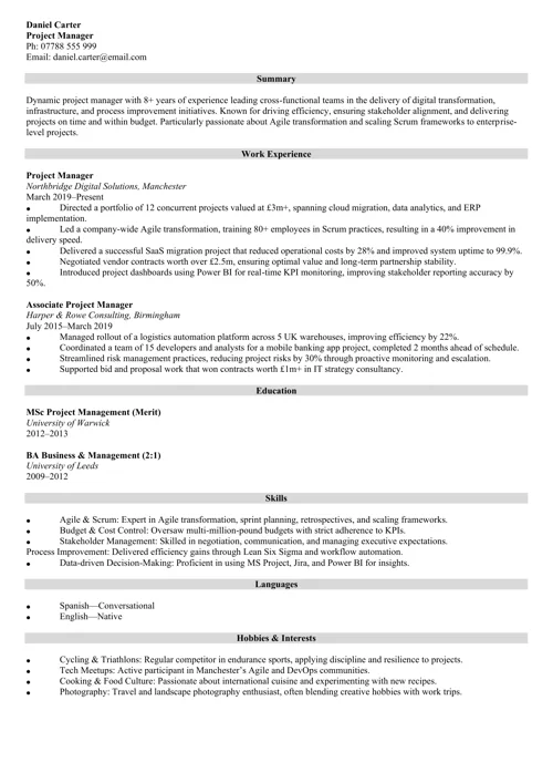 sample resume example
