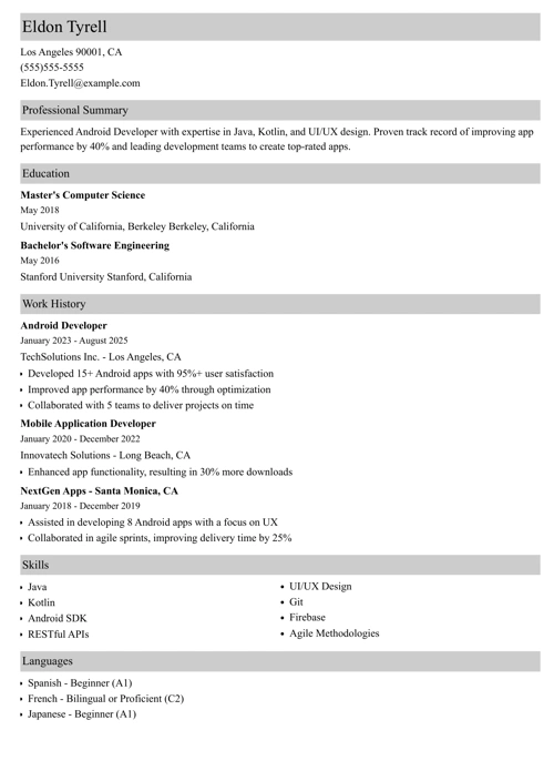 sample resume example