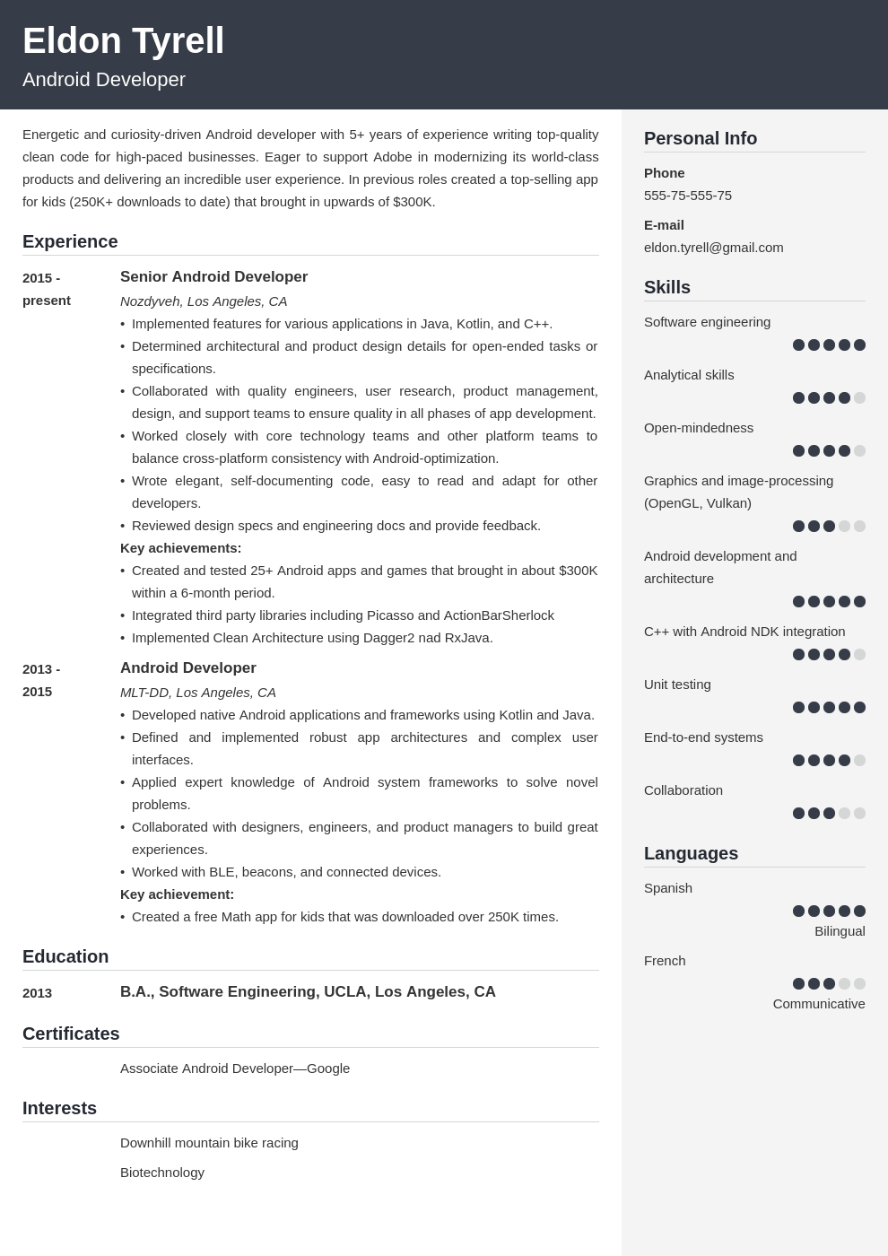 Android Developer Resume Sample Amp Guide 20 Tips