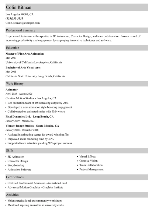 sample resume example
