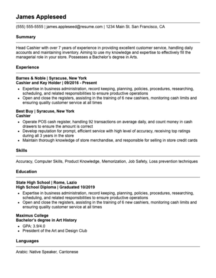 Resume.com Apollo Resume Template