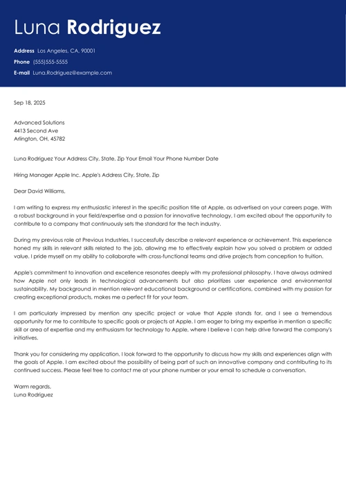 sample cover letter example