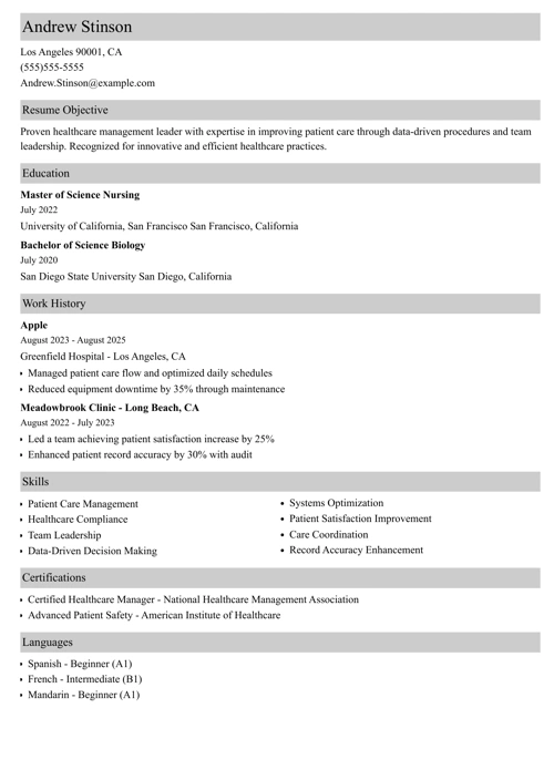 apple resume example