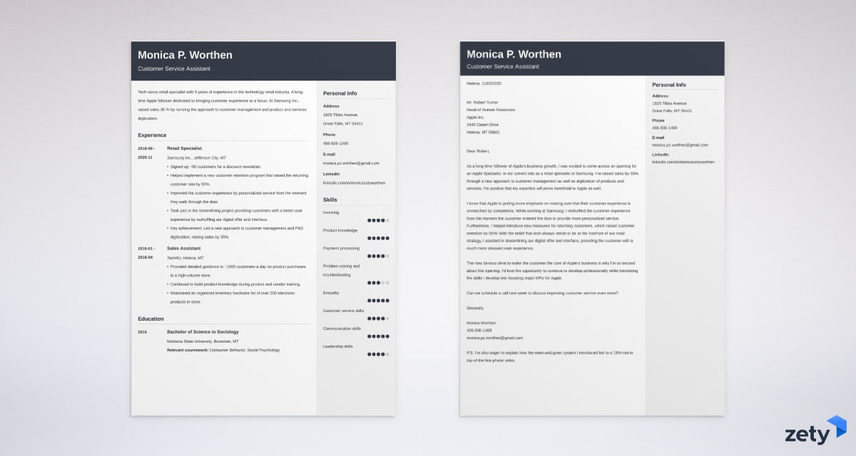 apple resume and cover letter set