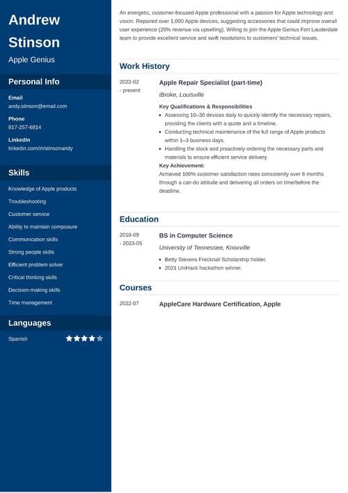 apple resume example