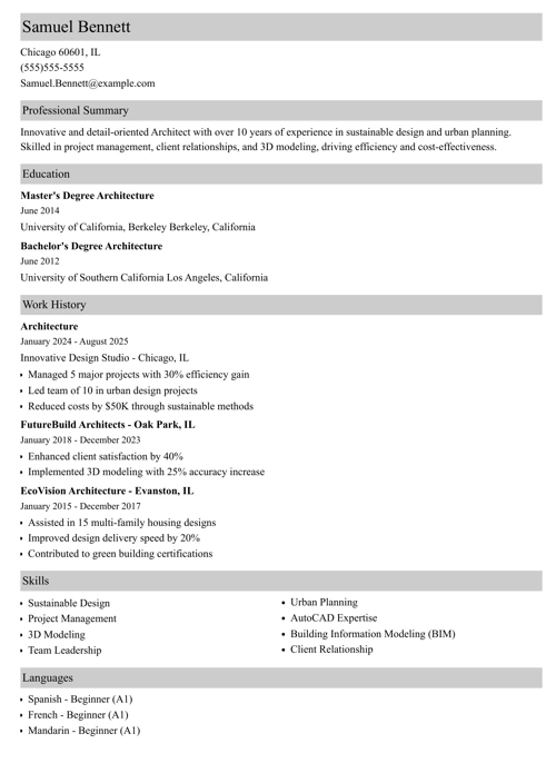 architecture resume templates