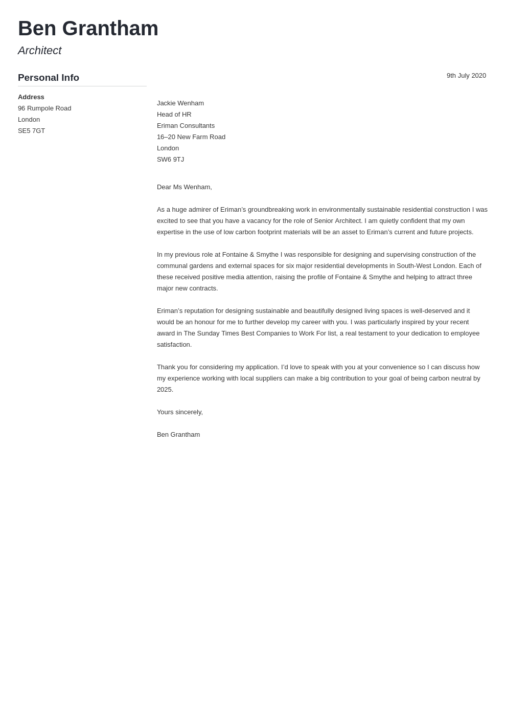 Architecture Cover Letter [Examples & Writing Guide]