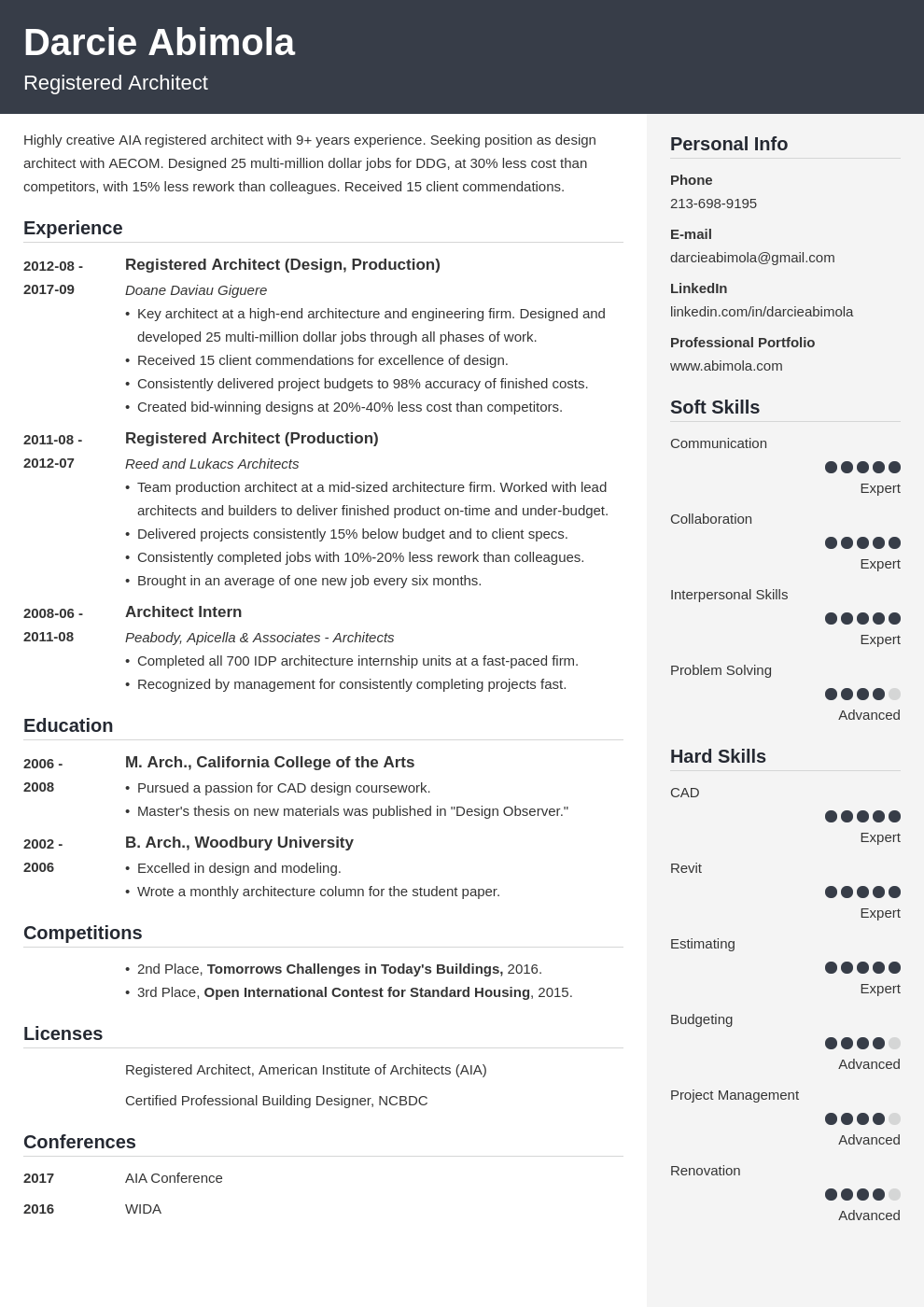 architecture resume example template cubic