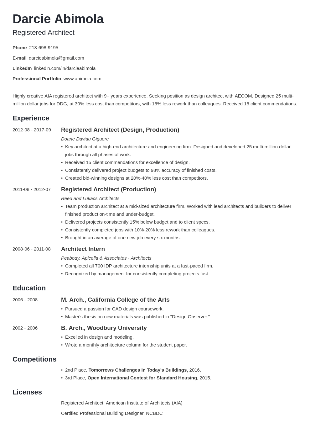 Architect Resume Samples Pdf from cdn-images.zety.com