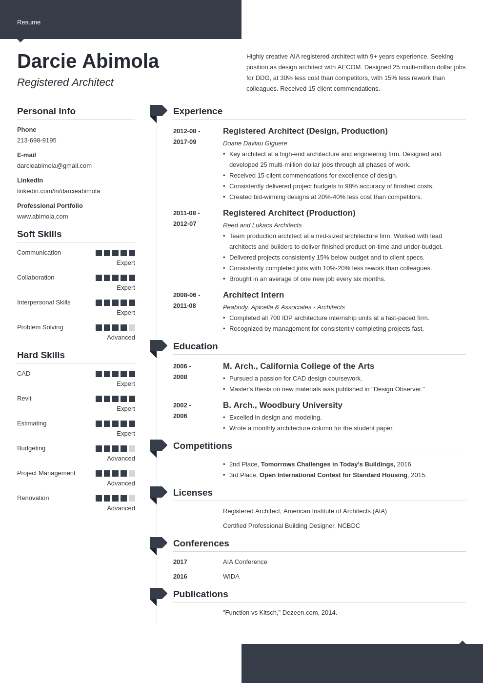 architecture resume example template modern