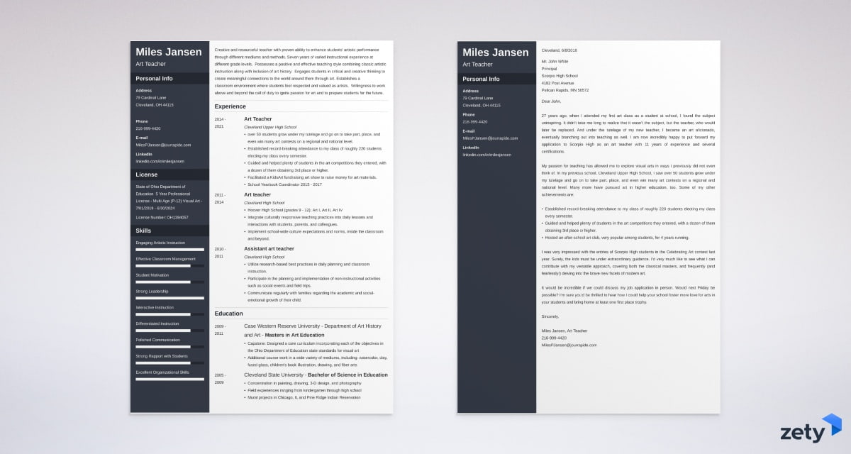 Art Teacher Cover Letter Examples (Also With No Experience)
