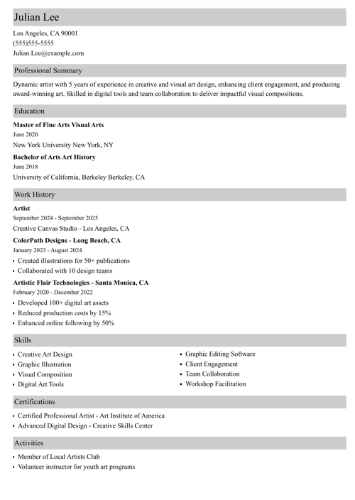 sample resume example