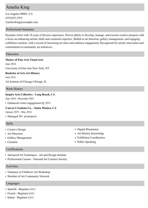 sample resume example