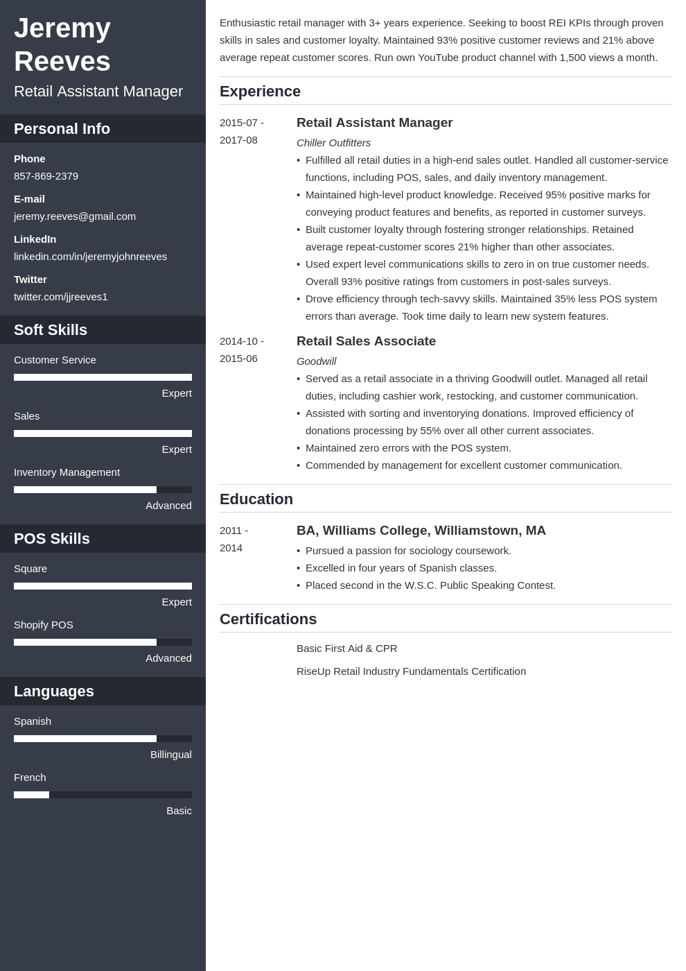 assistant manager resume example template cascade