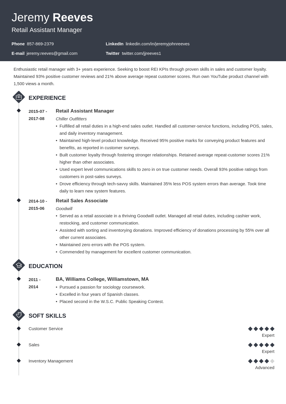 assistant manager resume example template diamond