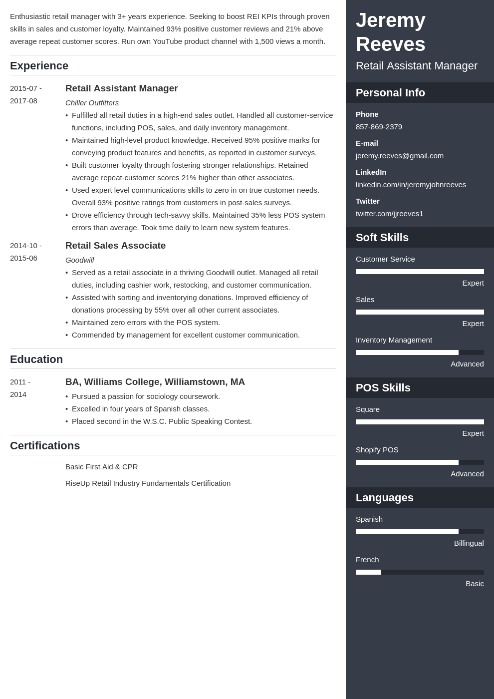 assistant manager resume example template enfold
