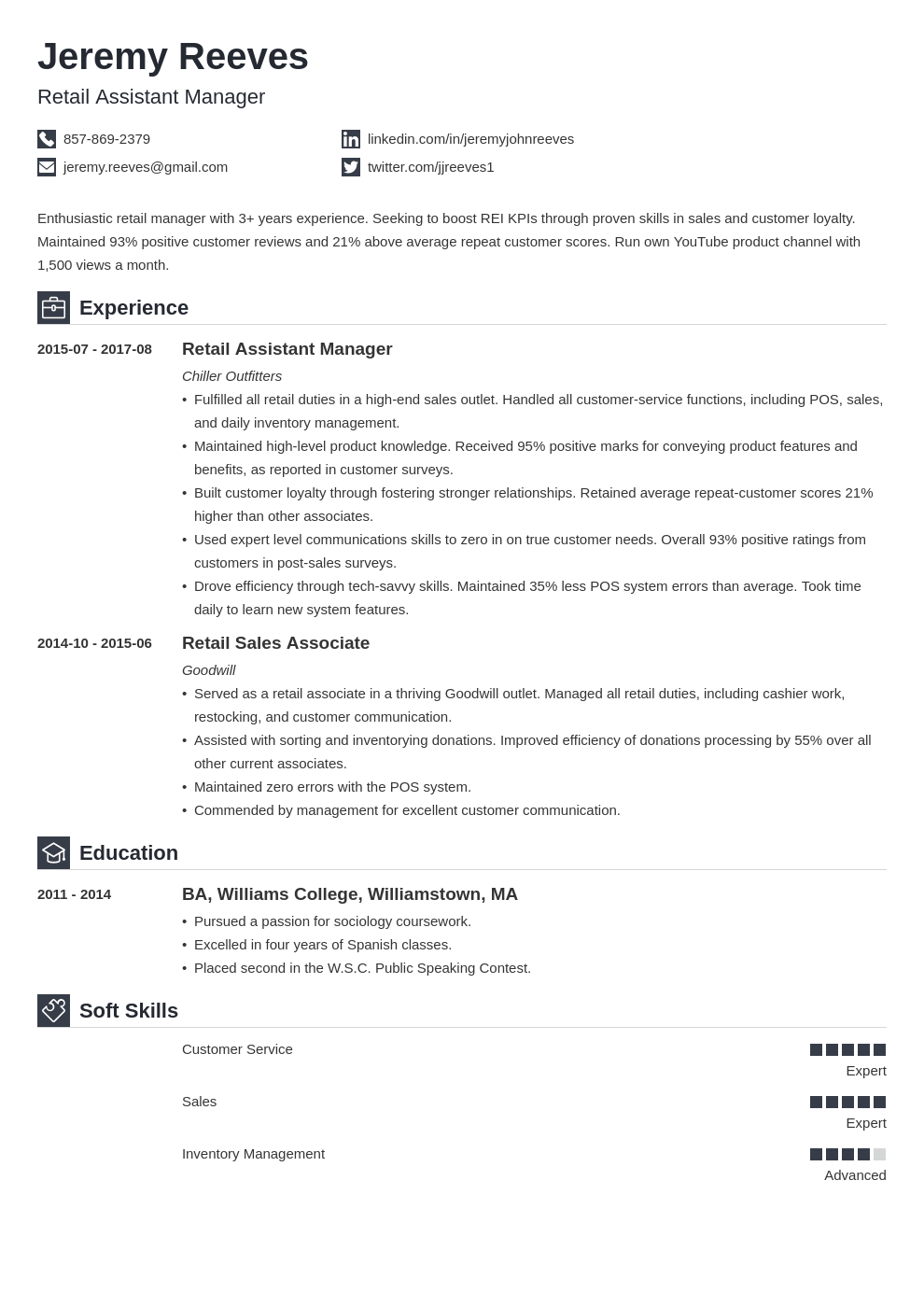 assistant manager resume example template iconic