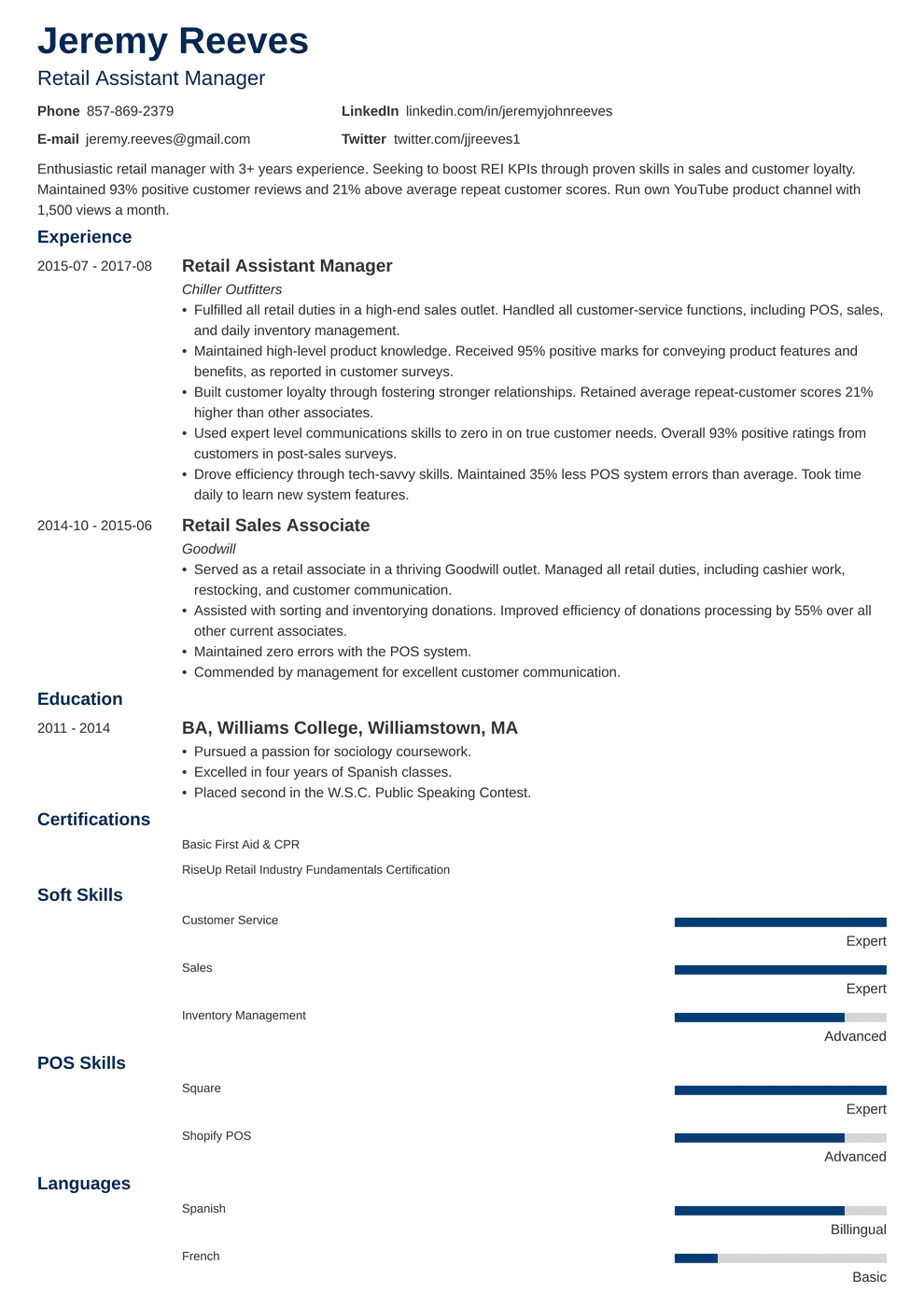 Assistant Manager Resume Sample Job Description Skills