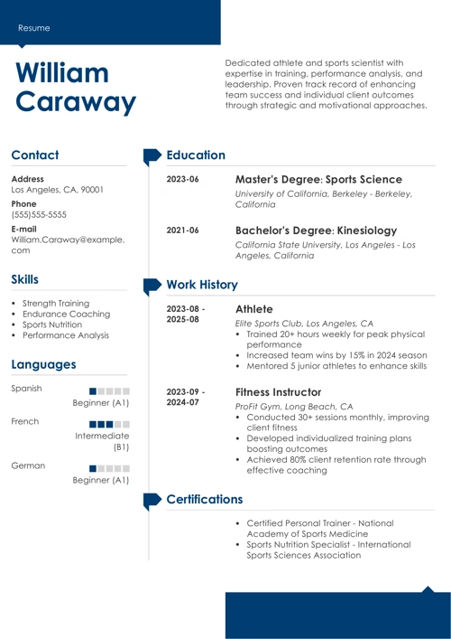 athlete resume example