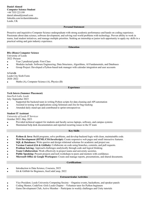 ATS resume example