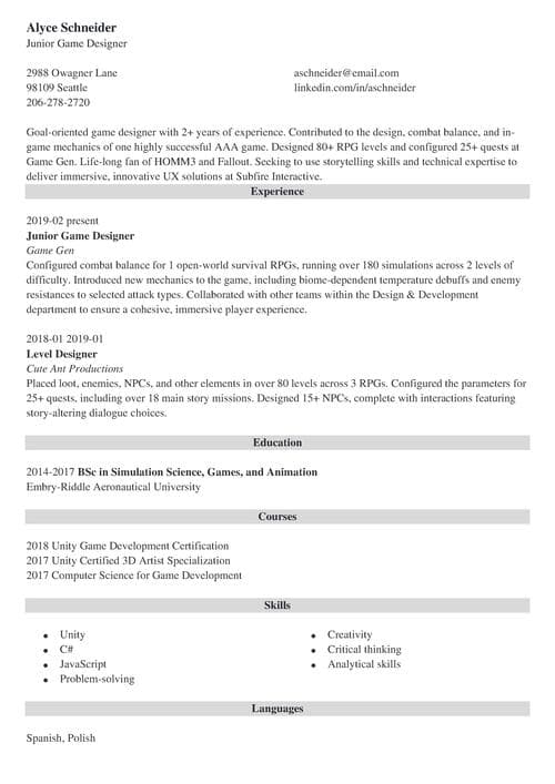 Resume Template Best Suited For Ats Systems Ats Keyword Optimization 