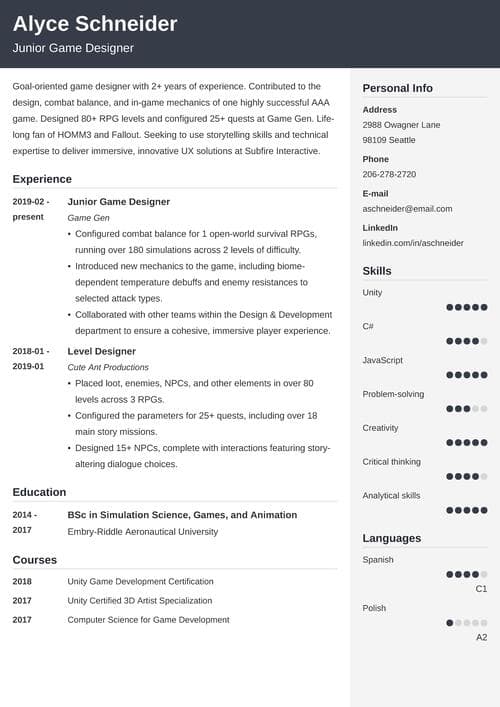 ats format resume template free download