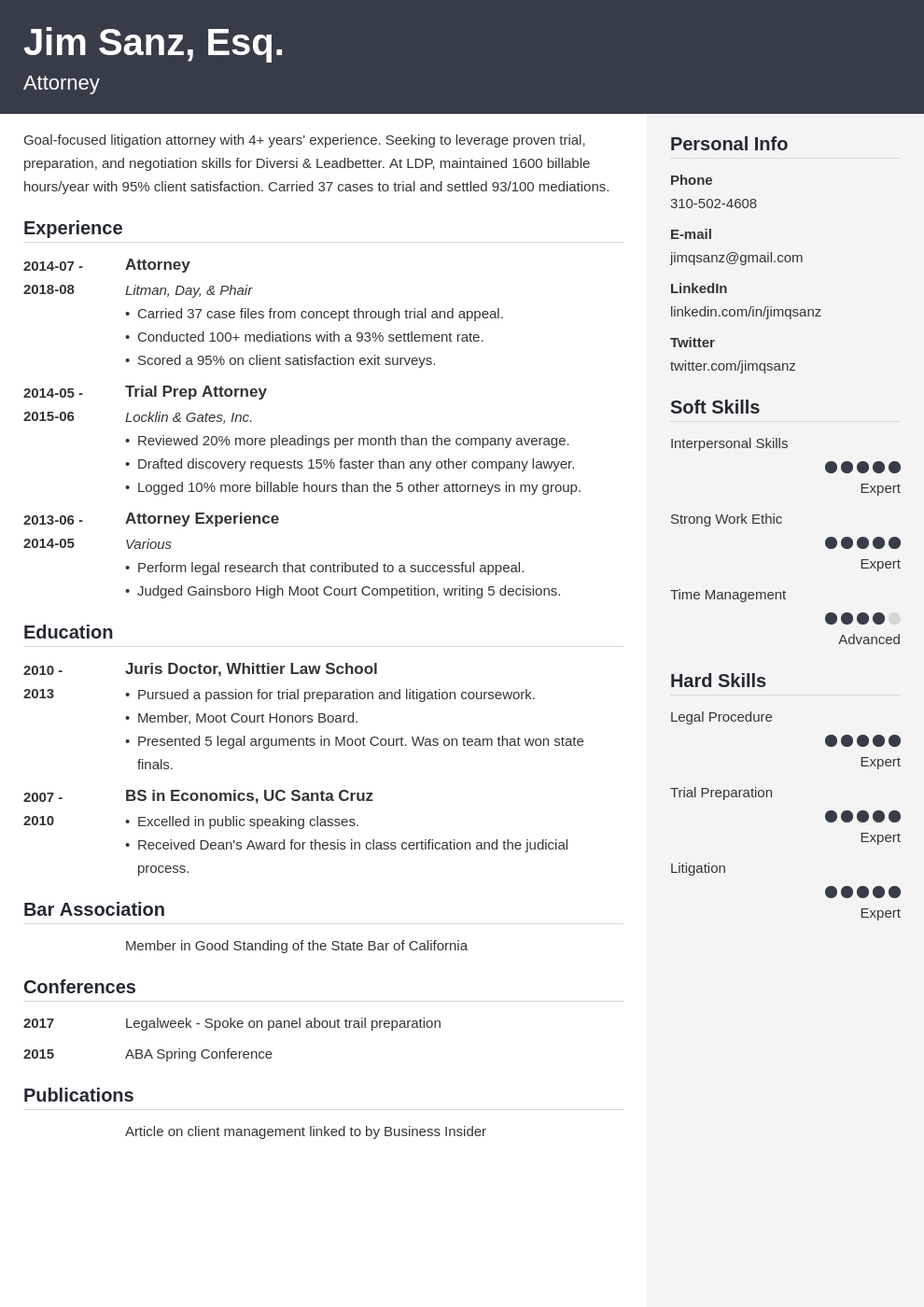 attorney resume example template cubic