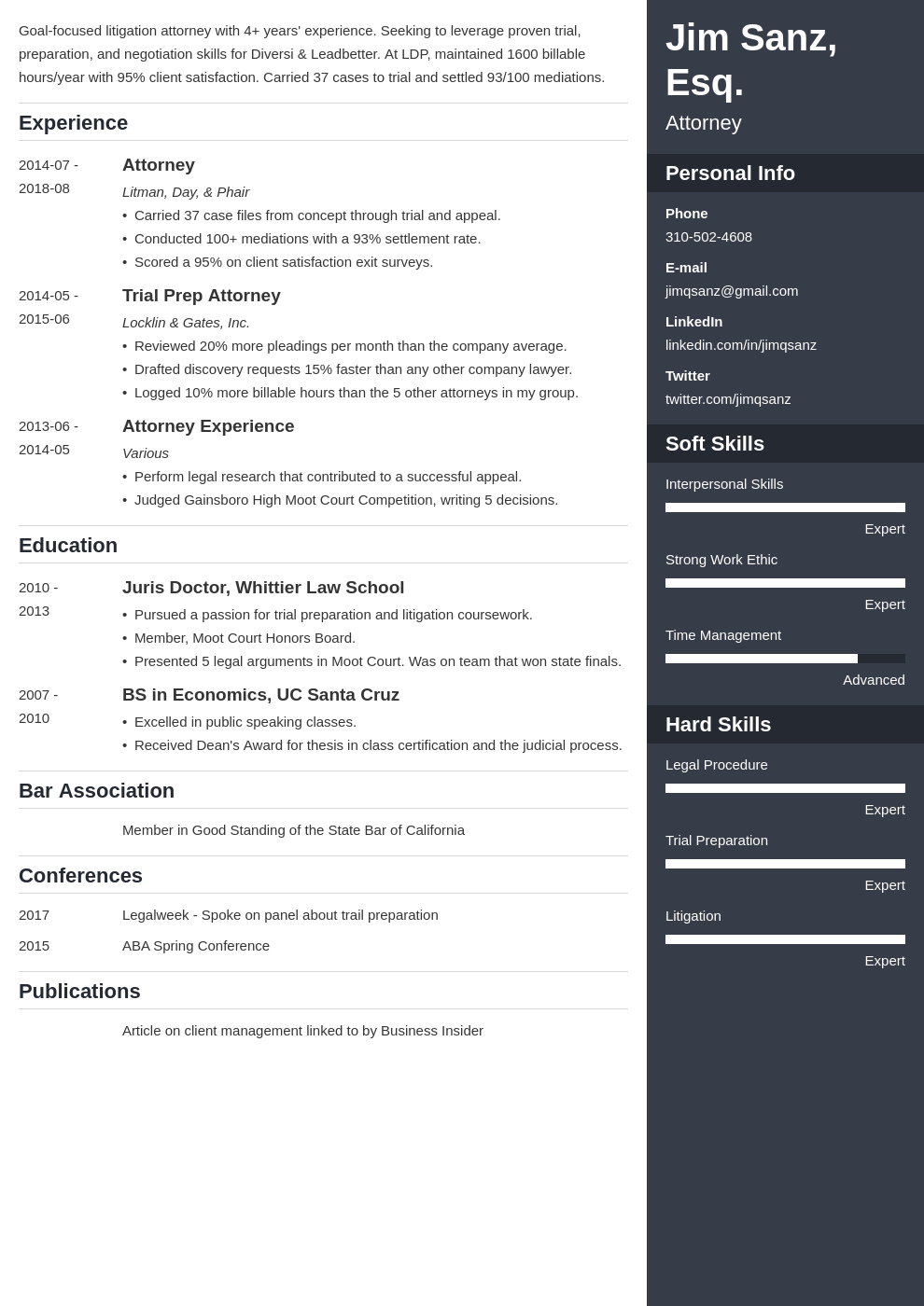 attorney resume example template enfold