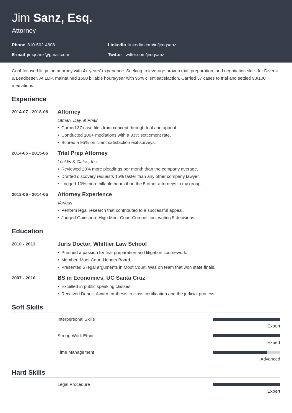 attorney resume example template influx