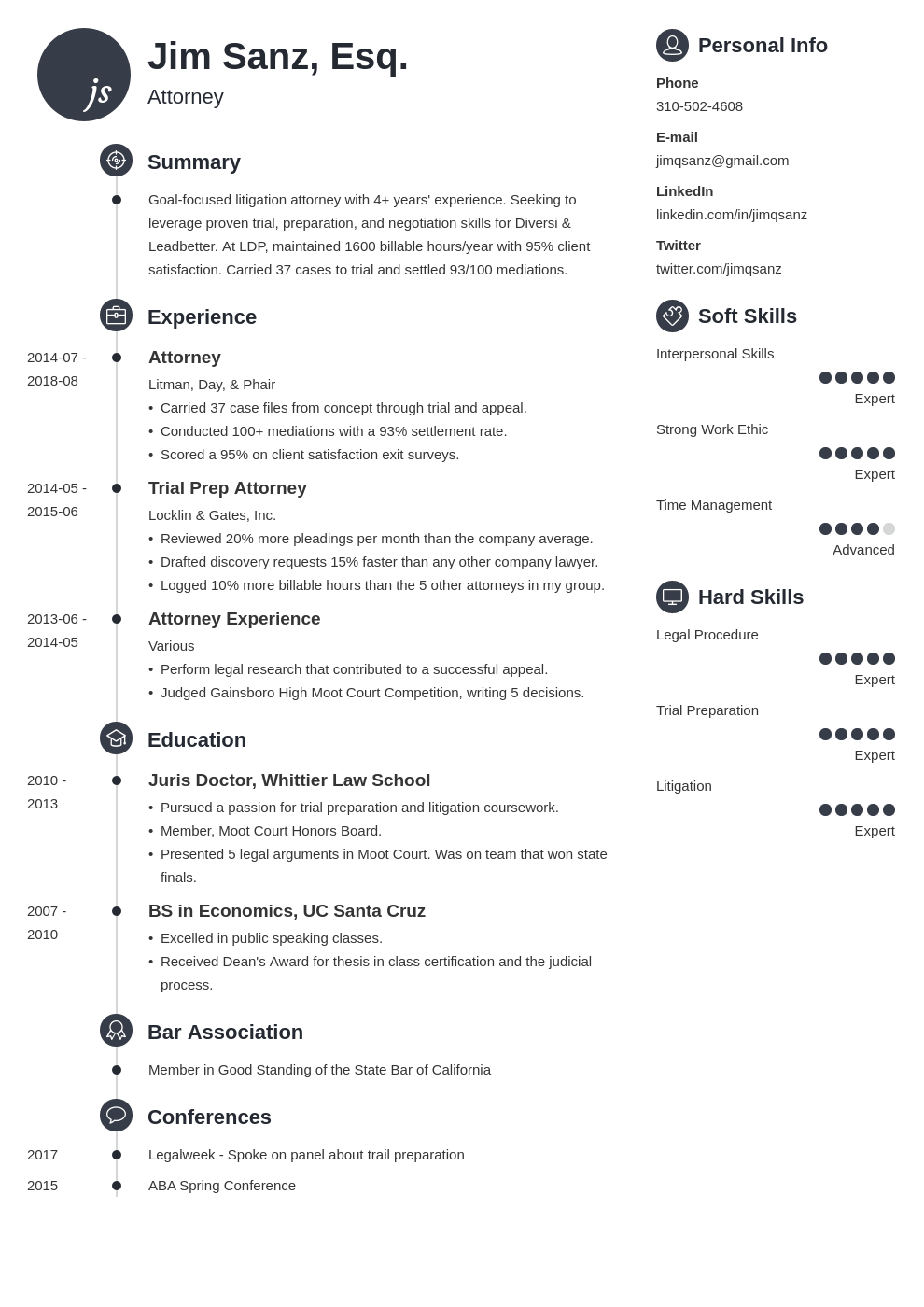 attorney resume example template primo