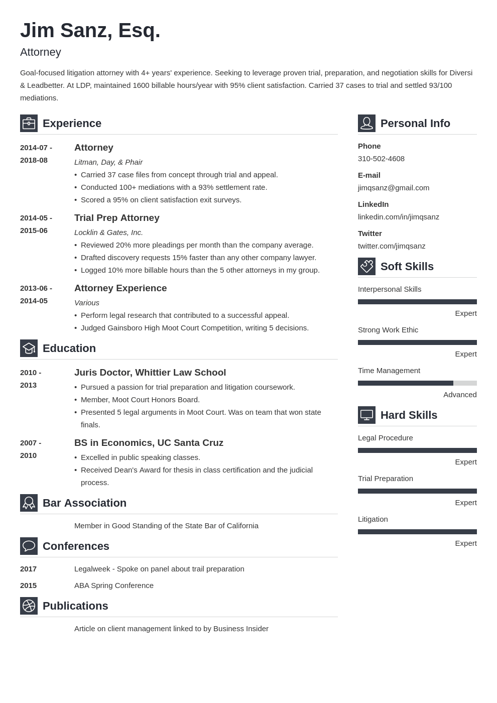 attorney resume example template vibes