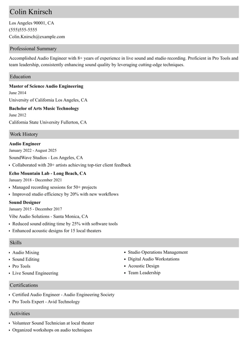 sample resume example