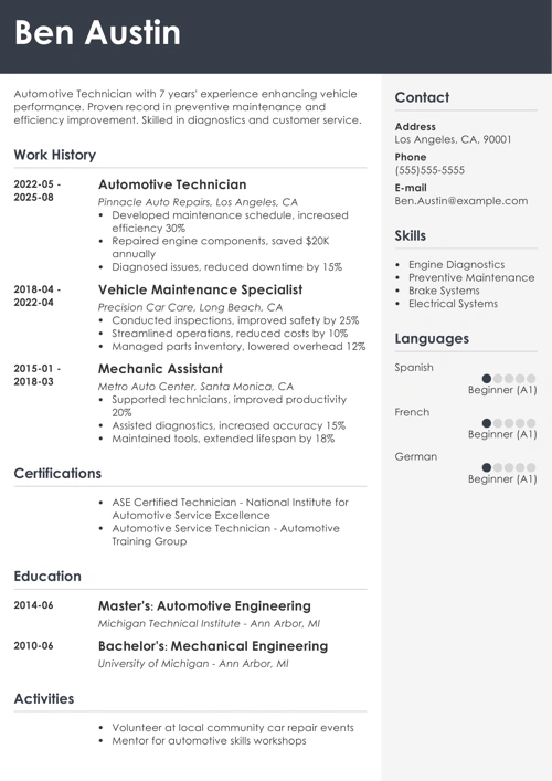 sample resume example