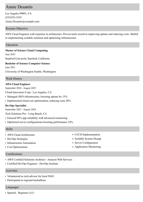 sample resume example