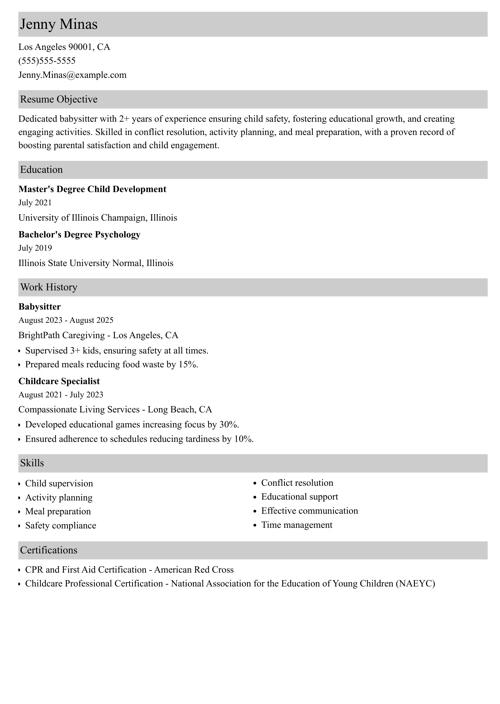 sample resume example