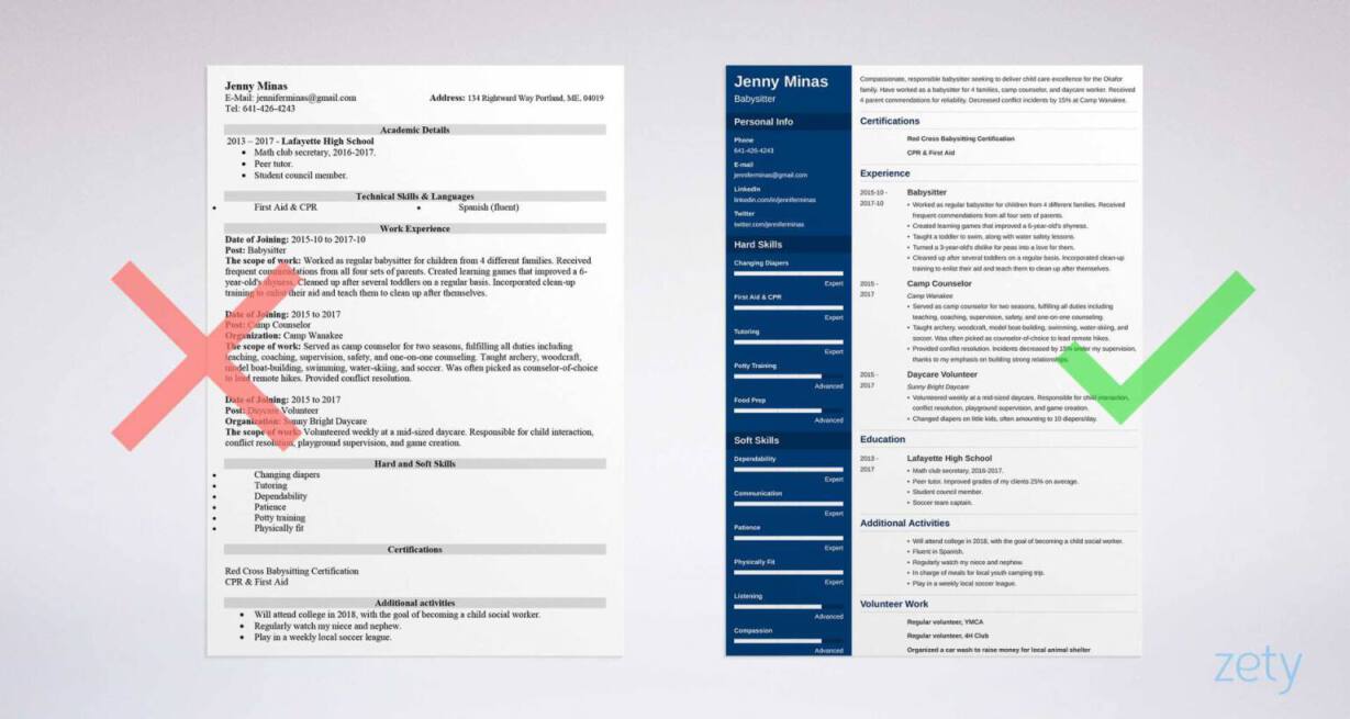 babysitter resume templates