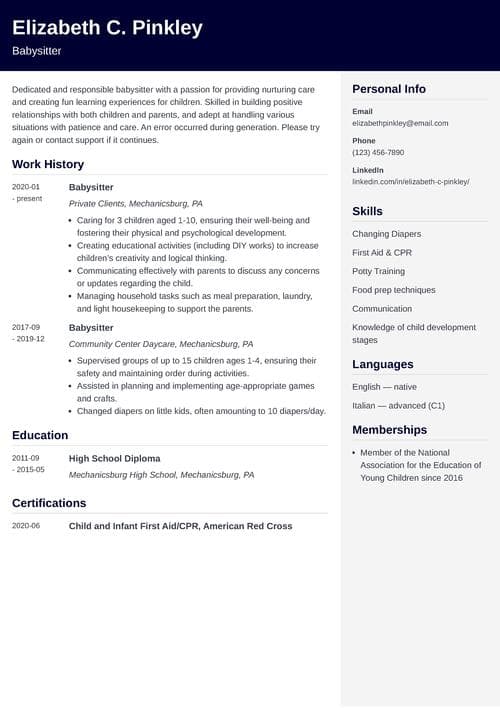 Babysitting Job Description for a Resume