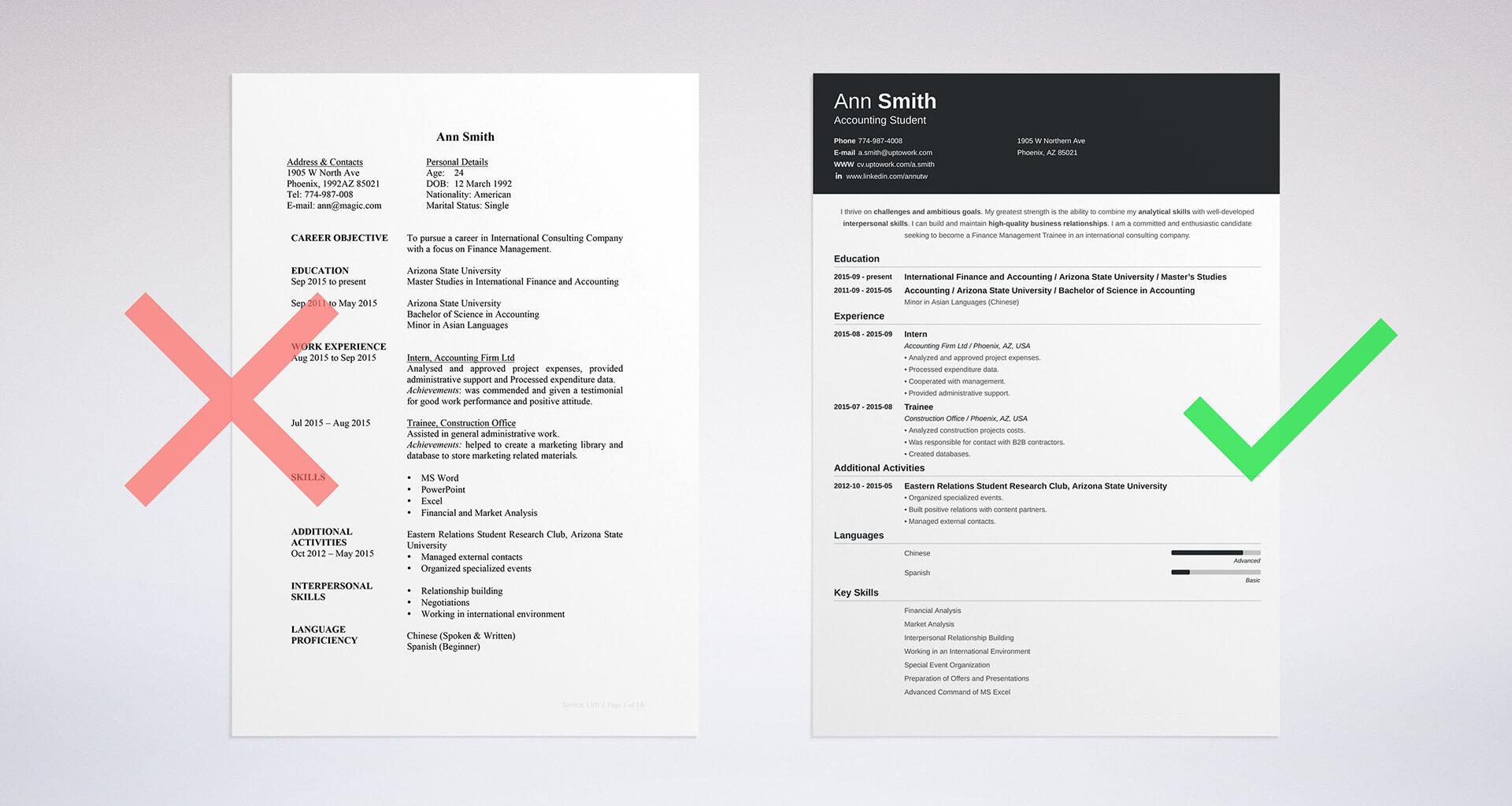 How To Choose The Best Resume Layout Templates Examples   Bad And Good Resume Layout 