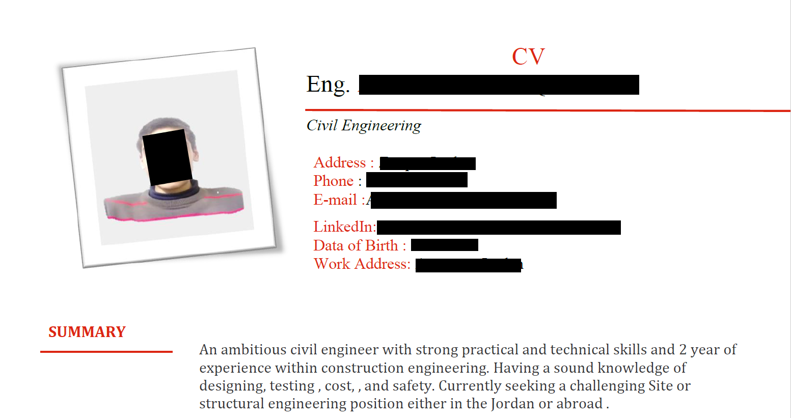 bad resume example