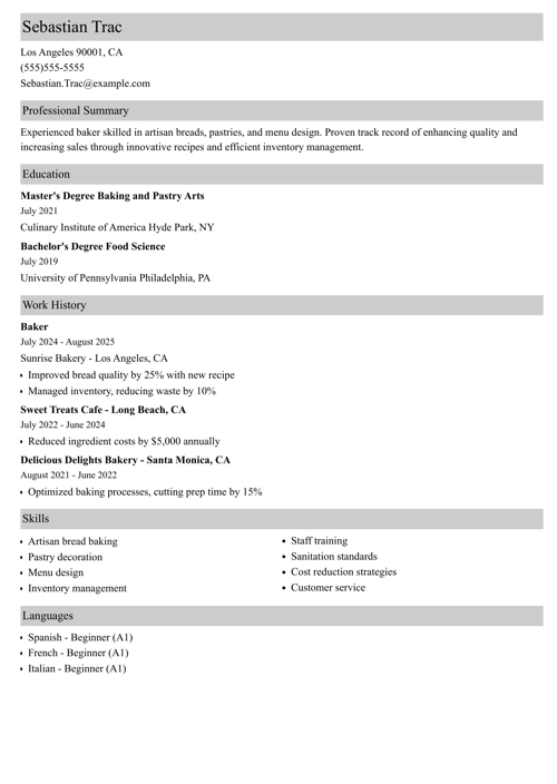 sample resume example
