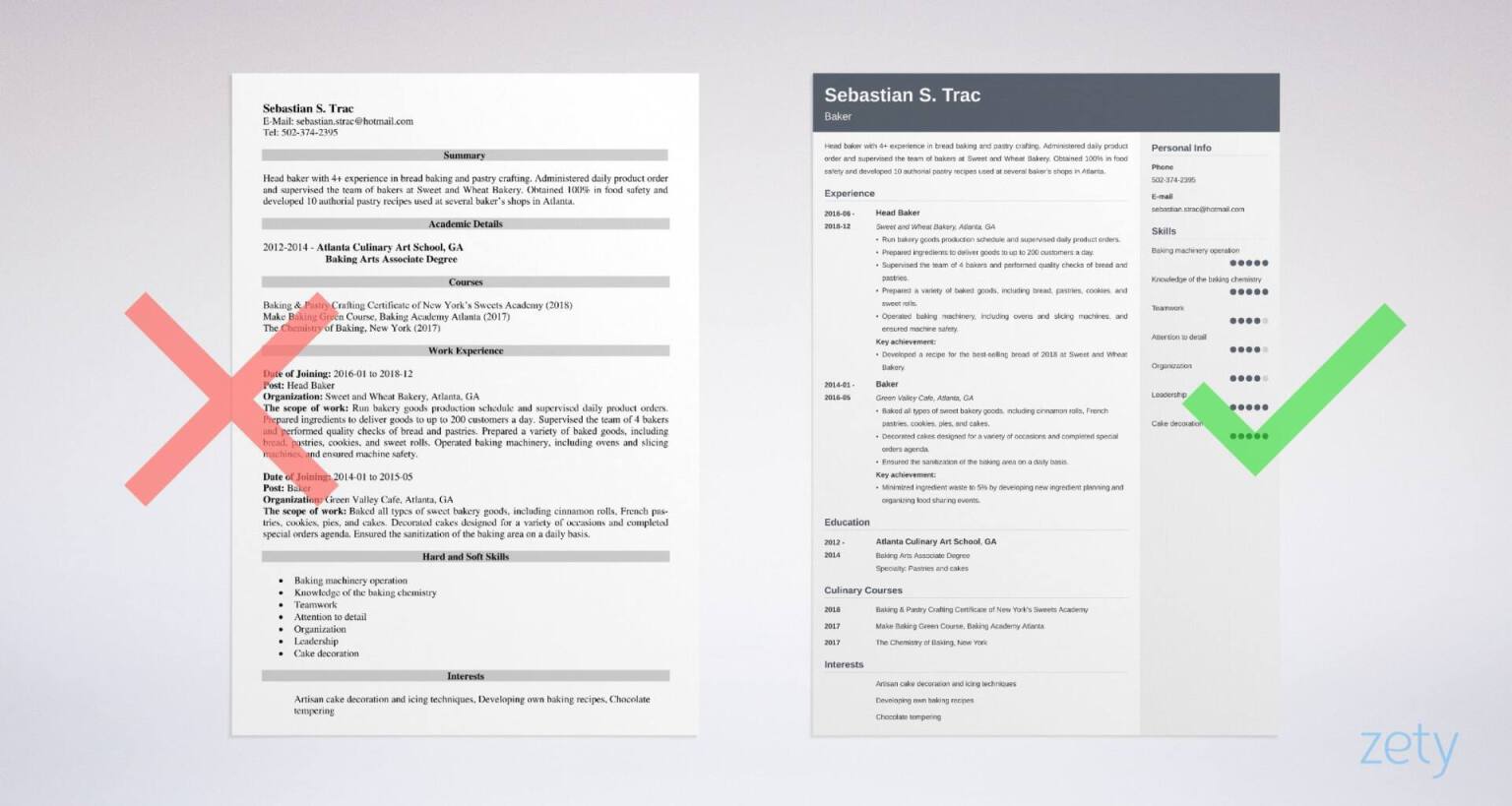 baker resume example