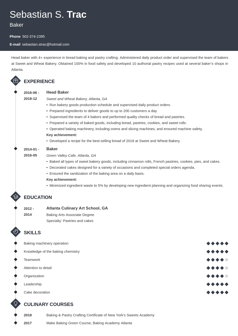 Baker Resume Template Printable Word Searches